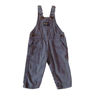 Vtg 18M OshKosh Railroad Striped Overalls Vestbak
